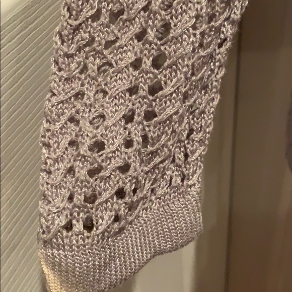 Light gray Ann Taylor open weave sweater - Picture 3 of 8